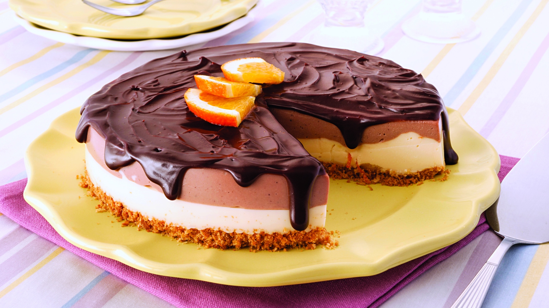 Cheesecake bicolor com laranja